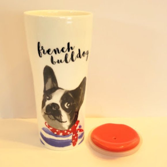 FRENCH BULLDOG JUMBO CERAMIC TRAVEL MUG WITH LID BY CIROA - Picture 2 of 5